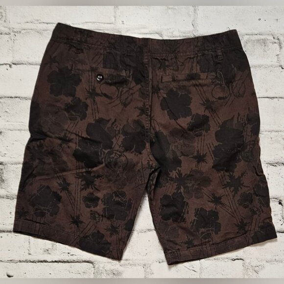 Carbon Black and Brown Floral Patterned Shorts - Picture 2 of 9